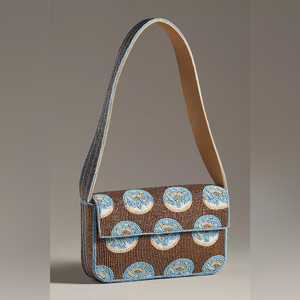 Anthropologie The Fiona Beaded Bag Food & Drink Edition Donut  - NWT